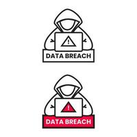 Data breach security data attackers icon illustration sign design vector