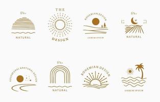 Collection of line design with sun.Editable vector illustration for website, sticker, tattoo,icon