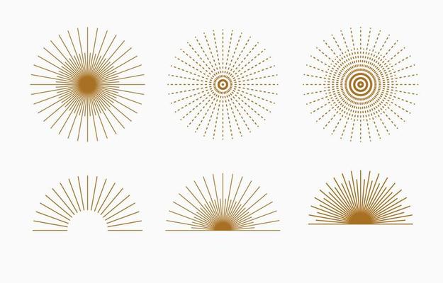 Collection of line design with sun.Editable vector illustration for website, sticker, tattoo,icon