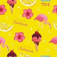 Collection of summer seamless pattern with pineapple,flamingo,watermelon.Editable vector illustration for invitation,postcard and website banner