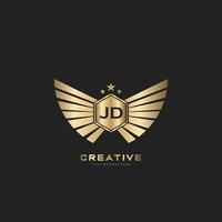 JD Letter Initial with Royal Luxury Logo Template vector