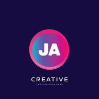 JA initial logo With Colorful template vector. vector