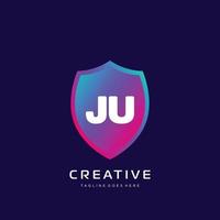 JU initial logo With Colorful template vector. vector