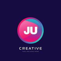 JU initial logo With Colorful template vector. vector