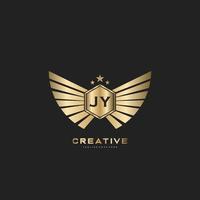 JY Letter Initial with Royal Luxury Logo Template vector