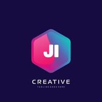 JI initial logo With Colorful template vector. vector