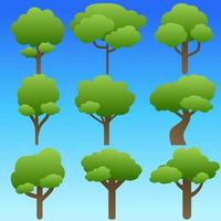 Tree vector illustration. Set of trees icon for environment or landscape design. Graphic resources of tree for design about forest, hill, earth and nature. Icons for earth day and environment day