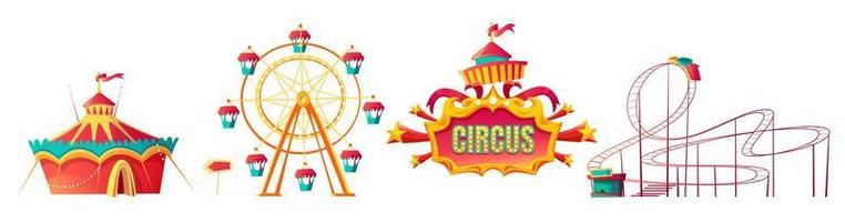 Amusement park, carnival or festive fair cartoon vector