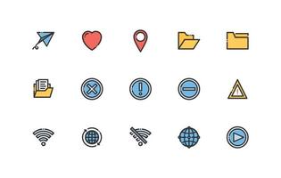 user interface essential icon set in line, outline color style vector