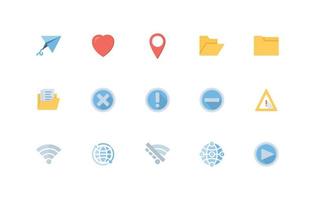 user interface essential icon set in flat style vector