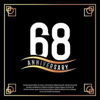 68 year anniversary logo design white golden abstract on black background with golden frame template illustration vector