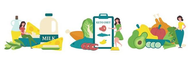 Keto Colored Flat Icon Set vector