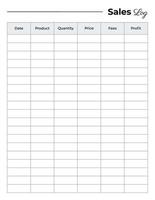 Sales log template, daily sales logbook template vector