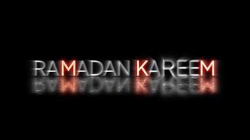 Ramadan kareem animatie met willekeurig gloeiend tekst Effecten en rood neon teken lichten Aan een zwart achtergrond. uitstekend voor films, presentaties, videos, en televisie shows video
