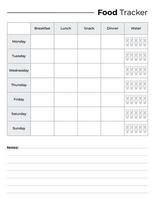 Food tracker logbook template, weekly meal tracker vector
