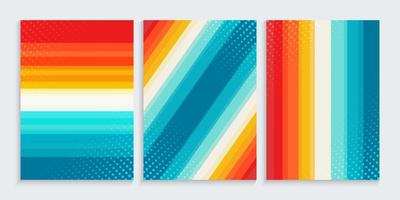 Stripe retro backgrounds with halftone dots vector