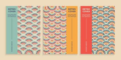 Retro overlapping circles cover book set vector