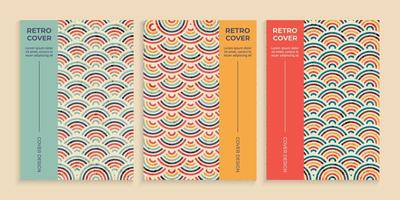 Retro overlapping circles cover book set vector