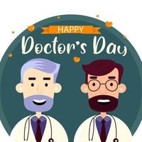 Illustration with a cartoon doctor. Banner for national doctor's day celebration. Medicine. Flat design for social media, poster, banner, vector