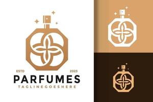 Luxury parfume bottle logo vector icon illustration