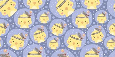 Cute bohemian animals themed seamless pattern vector