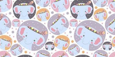 Cute bohemian animals themed seamless pattern vector