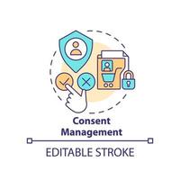 Consent management concept icon. Using customer personal data. Cookie policy abstract idea thin line illustration. Isolated outline drawing. Editable stroke vector