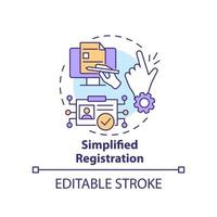 Simplified registration concept icon. Progressive profiling. User authentication data abstract idea thin line illustration. Isolated outline drawing. Editable stroke vector