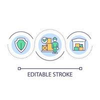 Storage and inventory control loop concept icon. Minimize accidents. Heavy items. Warehouse safety abstract idea thin line illustration. Isolated outline drawing. Editable stroke vector