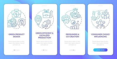 sostenible empresa modelos azul degradado inducción móvil aplicación pantalla. recorrido 4 4 pasos gráfico instrucciones con lineal conceptos. ui, ux, gui modelo vector
