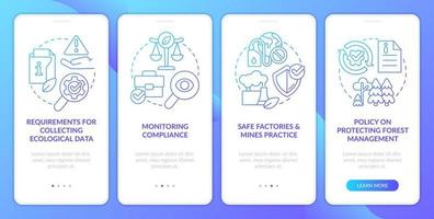 Strict ecological democracy laws blue gradient onboarding mobile app screen. Walkthrough 4 steps graphic instructions with linear concepts. UI, UX, GUI template vector