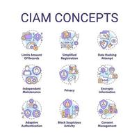 CIAM concept icons set. Customer identity and access management. User security idea thin line color illustrations. Isolated symbols. Editable stroke vector