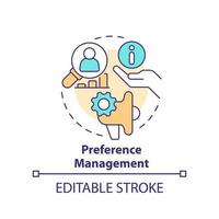 Preference management concept icon. Using consumer data. Personalized marketing abstract idea thin line illustration. Isolated outline drawing. Editable stroke vector