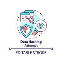 Data hacking attempt concept icon. Information breach. Identify cyberattacks abstract idea thin line illustration. Isolated outline drawing. Editable stroke vector