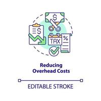 Reducing overhead costs concept icon. Income efficiency. Home based business benefit abstract idea thin line illustration. Isolated outline drawing. Editable stroke vector