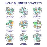 Home business concept icons set. Self employment. Family startup. Remote work idea thin line color illustrations. Isolated symbols. Editable stroke vector