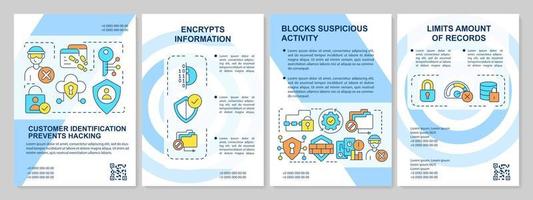 User identification prevents hacking blue brochure template. CIAM. Leaflet design with linear icons. Editable 4 vector layouts for presentation, annual reports