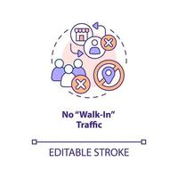 No walk-in traffic concept icon. Online store disadvantage. Home based business issue abstract idea thin line illustration. Isolated outline drawing. Editable stroke vector