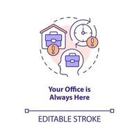 You cant leave home office concept icon. Remote job issue. Working remotely drawback abstract idea thin line illustration. Isolated outline drawing. Editable stroke vector