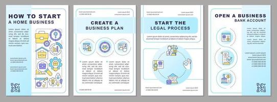 Making business from home brochure template. Work remotely. Leaflet design with linear icons. Editable 4 vector layouts for presentation, annual reports