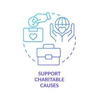 Support charitable causes blue gradient concept icon. Donate in ecological fund. Volunteering abstract idea thin line illustration. Isolated outline drawing vector