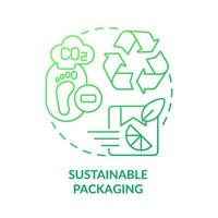 Sustainable packaging green gradient concept icon. Recycled materials. Reduce carbon footprint abstract idea thin line illustration. Isolated outline drawing vector