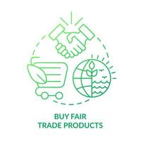 Buy fair trade products green gradient concept icon. Transparent partnership. Environmental goods abstract idea thin line illustration. Isolated outline drawing vector