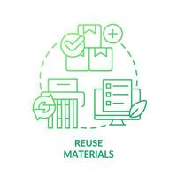 Reuse materials green gradient concept icon. Recycling paper. Renewable resources. Sustainable usage abstract idea thin line illustration. Isolated outline drawing vector