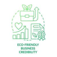 Eco-friendly business credibility green gradient concept icon. Environmental company advantage abstract idea thin line illustration. Isolated outline drawing vector