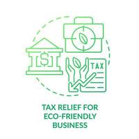 Tax relief for eco-friendly green gradient concept icon. Support sustainable business. Government regulation abstract idea thin line illustration. Isolated outline drawing vector