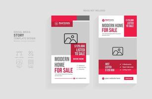 Modern home sale social media stories template vector