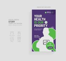 Clinical social media stories template design vector