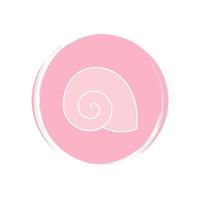 Cute seashell icon logo vector illustration on circle with brush texture for social media story highlight