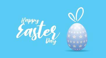 Happy Easter hand lettering with with Easter eggs, paper art style, Vector illustration